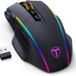 Souris Gamer sans Fil,Souris sans Fil Rechargeable avec 8000 PPP,Ergonomique,RVB,9 Boutons Programmable avec Bouton de Feu,70 Heures,Souris Gaming de Jeu pour Windows et Mac - Noire