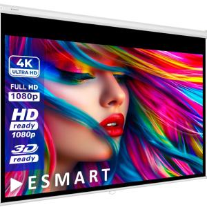 Duronic MPS60 4:3 Ecran de Projection TV et Home Cinema de 60 Pouces 152 cm 122 x 91 cm Fixation Mur ou Plafond Déroulement Manuel Gain +1 idéal pour 3D 8K 4K 1080P