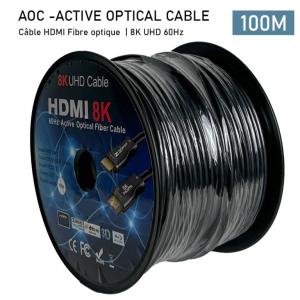 100 mètres-Câble HDMI 2.1 Fibre Optique 4K, 8K, Ultra-HD – (Câble AOC HDMI)