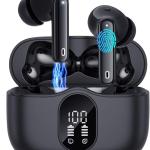 Écouteurs Bluetooth 5.3, Écouteur sans Fil avec 4 ENC Réduction Antibruit Mic Casque Bluetooth Hi-FI Son Stéréo, 36 Heures Durée de Lecture, IP7 Etanche, Écran LED, Contrôle Tactile