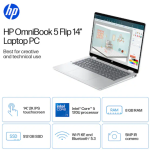 HP OmniBook 5 Flip 2-in-1 Laptop 14-fp0013dx – Intel Core 5 120U 8Go / 512Go SSD, Ecran 14 Pouces 2K
