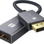 Cable Port Display to HDMI Adapter HDR 4K@60Hz 2K@144Hz 1080P@144Hz