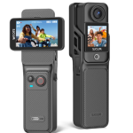 SJCAM C400 Camera Vlog Bundle (64G)-Caméra d'action 4K avec 7H d'Autonomie Exceptionnelle,Écran Tactile Rotatif 2.29",Imperméable,Stabilisation 6 Axes,pour Youtube,Vlog,Voyages,Activités,Noir