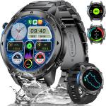 Smart Watch for Men GPS with 5ATM Waterproof, 500mAh Large Battery Military Smartwatch with Compass/Barometer/Altitude, 1,43" AMOLED Mens Fitness Watch Bluetooth Call for Android iOS, Black